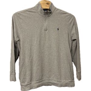 Polo Ralph Lauren Sweater Mens 2XL XXL Gray Cotton Quarter Zip Sweatshirt‎